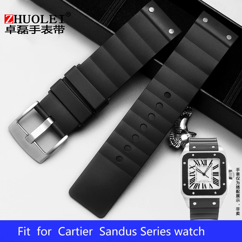 Силиконовый ремешок для часов для Cartier Santos W20121U2 ремешок 23 мм для мужских часов