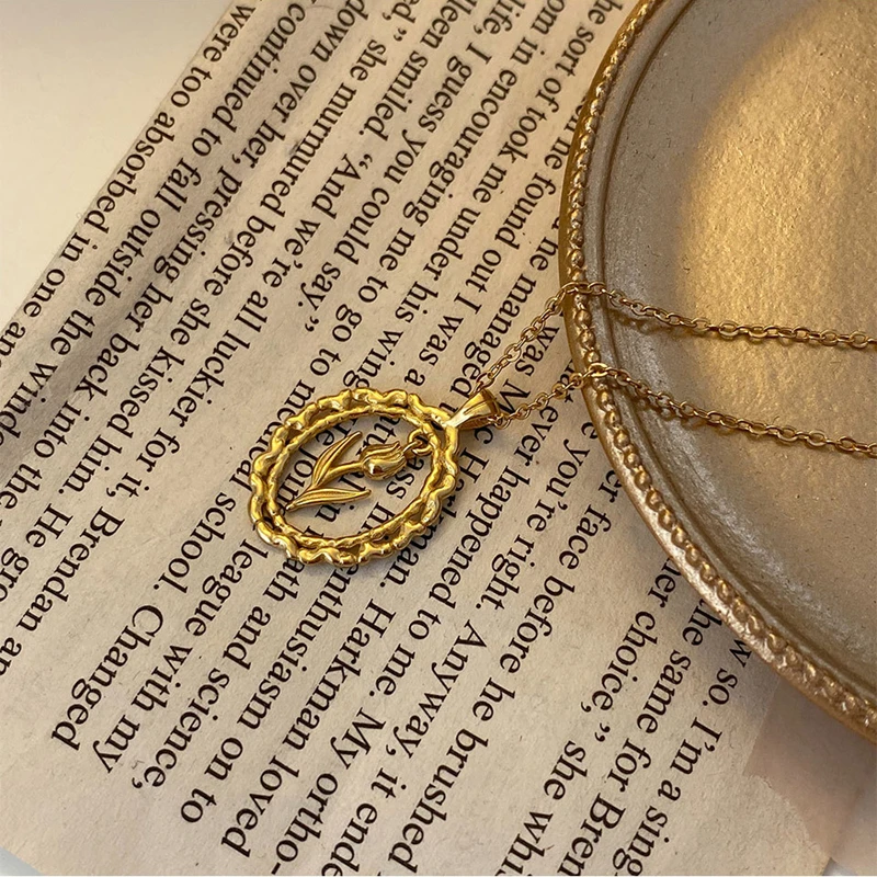 

LouLeur News 925 Sterling Silver Necklace Gold Tulip Pendant Necklace For Women Chain On The Neck Fine Jewelry 2020 Trend