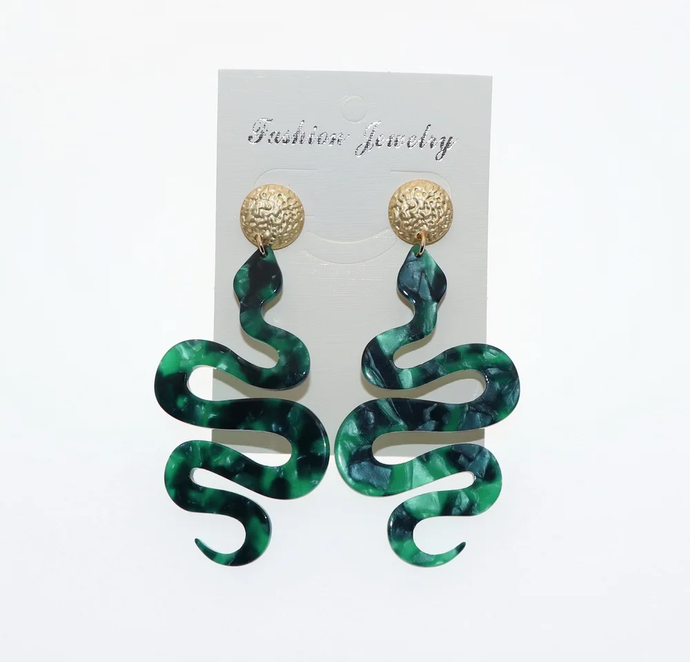 Женские акриловые серьги в виде змеи длинные Черепаховые форме ракушки крупные