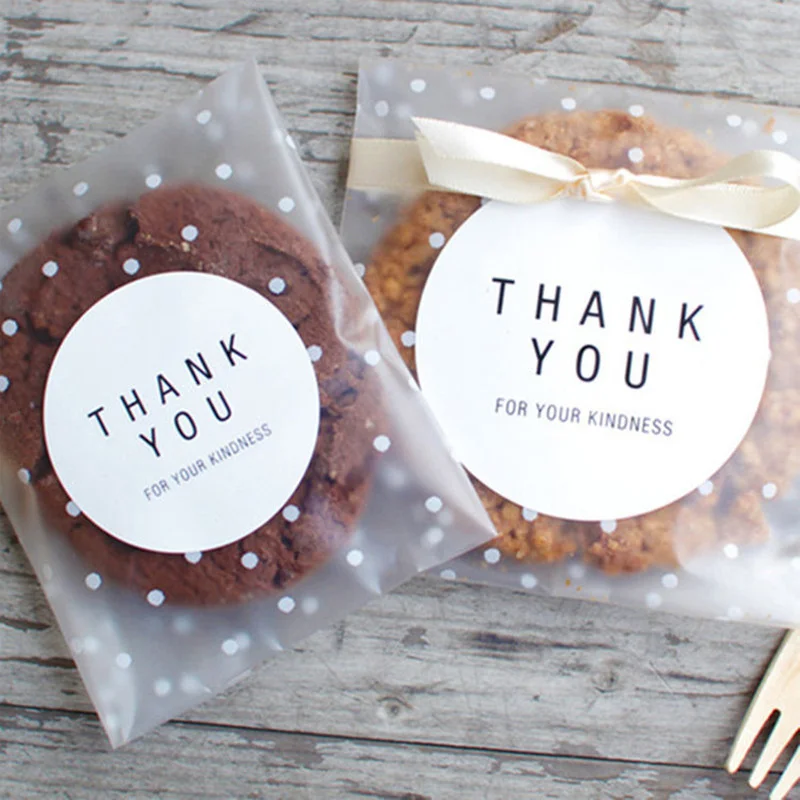 

100pcs Dots Plastic Cookie Packaging Bags Cupcake Wrapper Self Adhesive Gift Bag Baby Shower Birthday Party Wedding Decoration