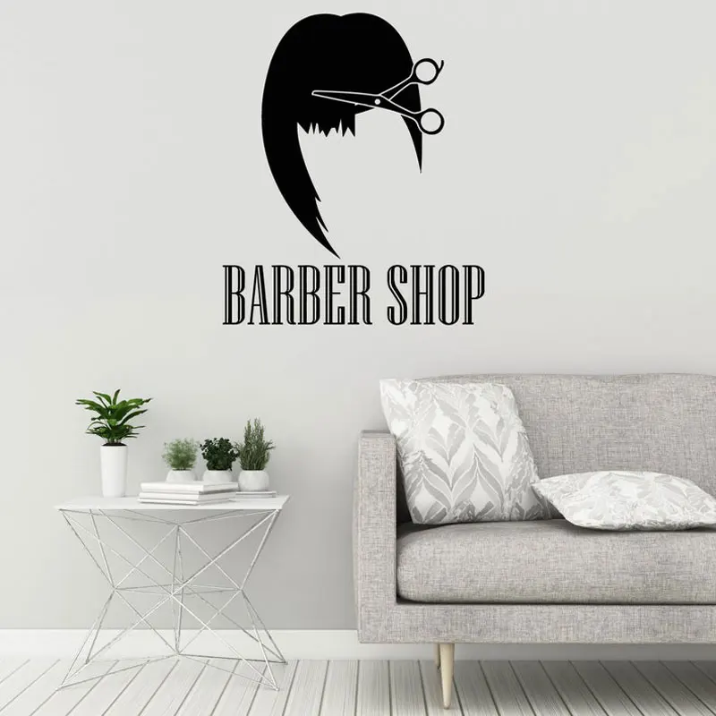 

Barbershop Sign Wall Sticker Hair Salon Stylist Hairdresser Decals Vinyl Interior Decor Barber Shop Window Mural Removable A372