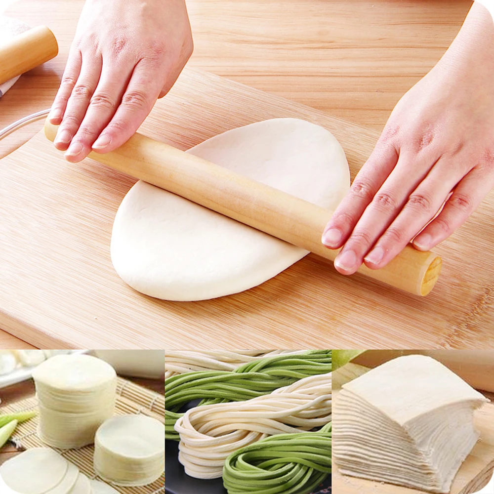 

New Rolling Pins Cooked Wood Rod Noodle Stick Dough Roller Cookies Baking Fondant Biscuit Cooking Tool Pastry Kitchen Tools