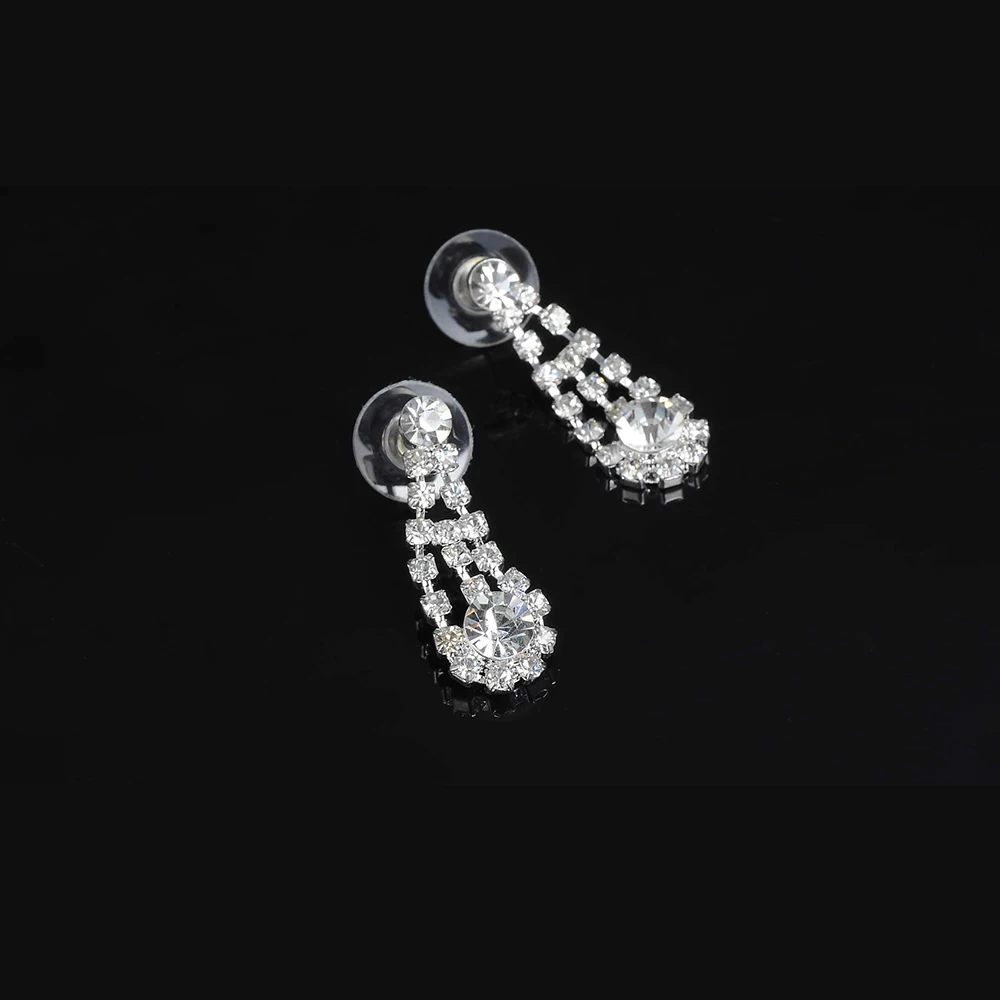 

Elegant Bridesmaid Bridal Jewelry Sets Bling Rhinestone Crystal NECKLACE+EARRINGS SET Women Wedding Party Jewelry Sets
