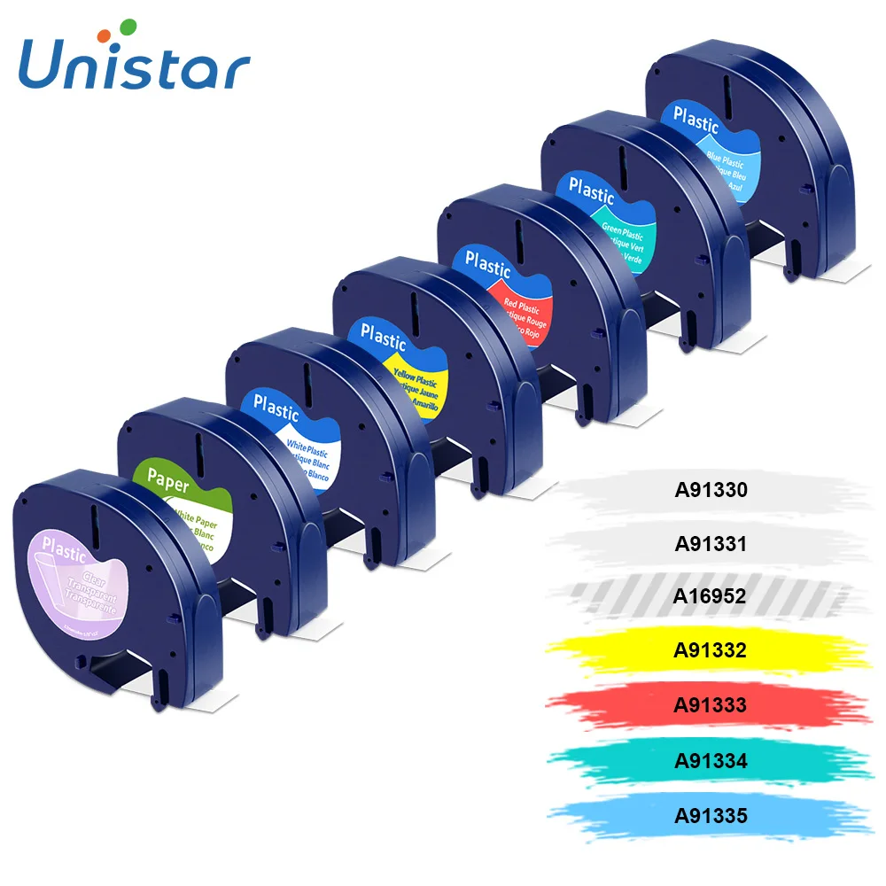 

7 упаковок 91201 91200, совместимы с лента Dymo Letratag 12 мм, разноцветная пластиковая лента, бумажная лента, совместимая с dymo LetraTag lt100h