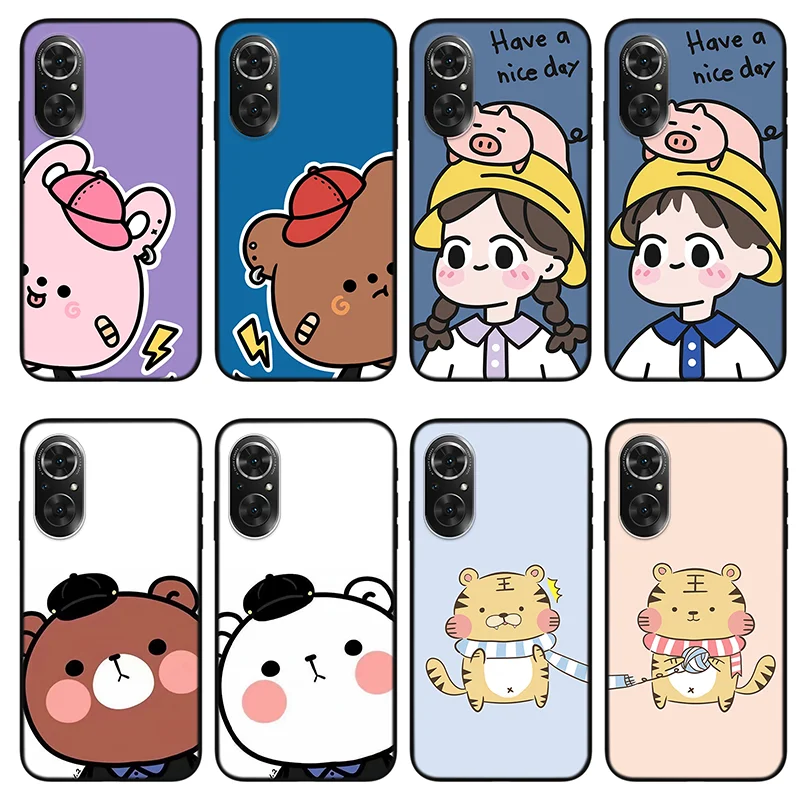 

Cute romantic anime Couples phone case for huawei honor 50 pro 50se play 4 5,Silicone case for huawei p50 nova 8 pro Mate40 30