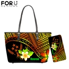 FORUDESIGNS Kosrae флаг с Полинезийским принтом Плюмерия Женская сумка через плечо 2 шт. сумки через плечо и кошелек ПУ сумки-мессенджеры сумочка
