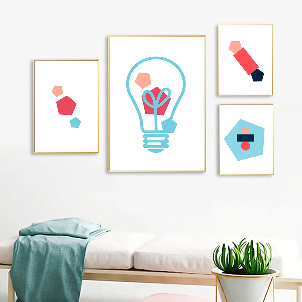 

Cold Color Light Bulb Candy Geometry Canvas Painting Art Nordic Posters and Prints Wall Pictures for Living Room Decor Frameless