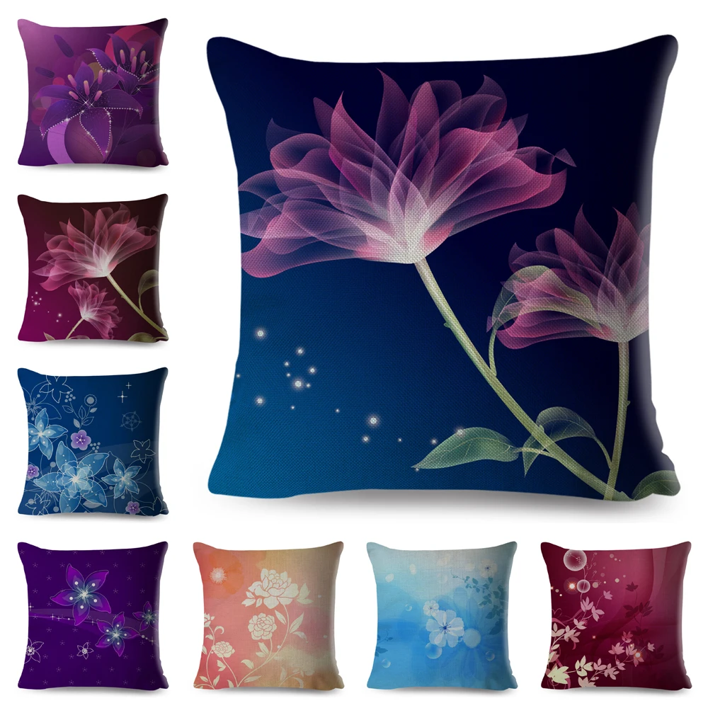 

Nordic style Flowers Cushion Cover European Floral Art Pillowcase for Sofa Home Car Beige Polyester Simple Geometry Pillow Case