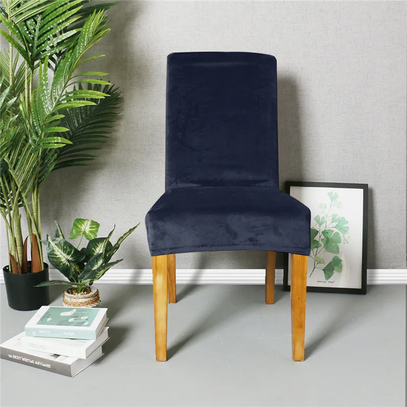 

Removable Thick Plush Chair Cover Stretch Elastic Chair Covering Solid Color Soft Fox Pile Fabric For Weddings Banquet