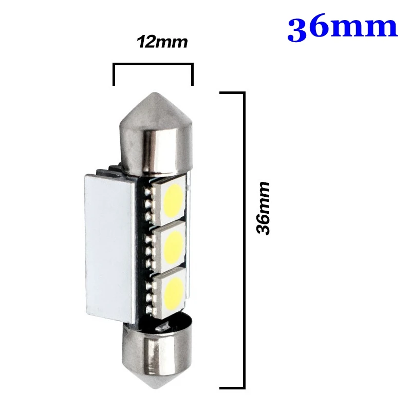 36mm White 1 шт. 36 мм/39 мм C5W 3SMD 3 SMD 5050 светодиодный CANBUS без ошибок гирлянда лампы номерного знака автомобиля светильник Авто Корпус укрыты внутренной сводной лампы 12V - Испускаемый цвет: 36mm White