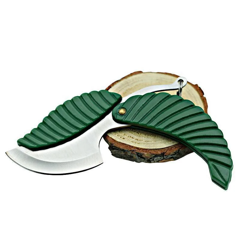 

Зеленый складной нож в форме листа, карманный клинок из нержавеющей стали, для кухни, кемпинга, выживания