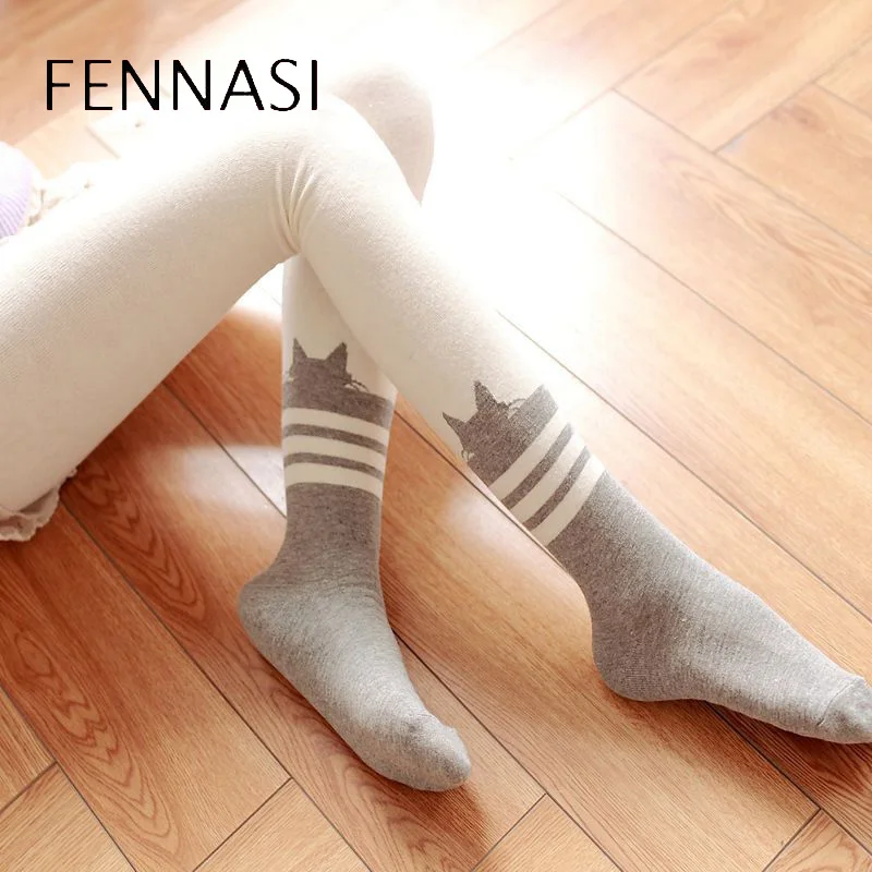 Женские теплые колготки FENNASI хлопковые с изображением дьявола и кота милые