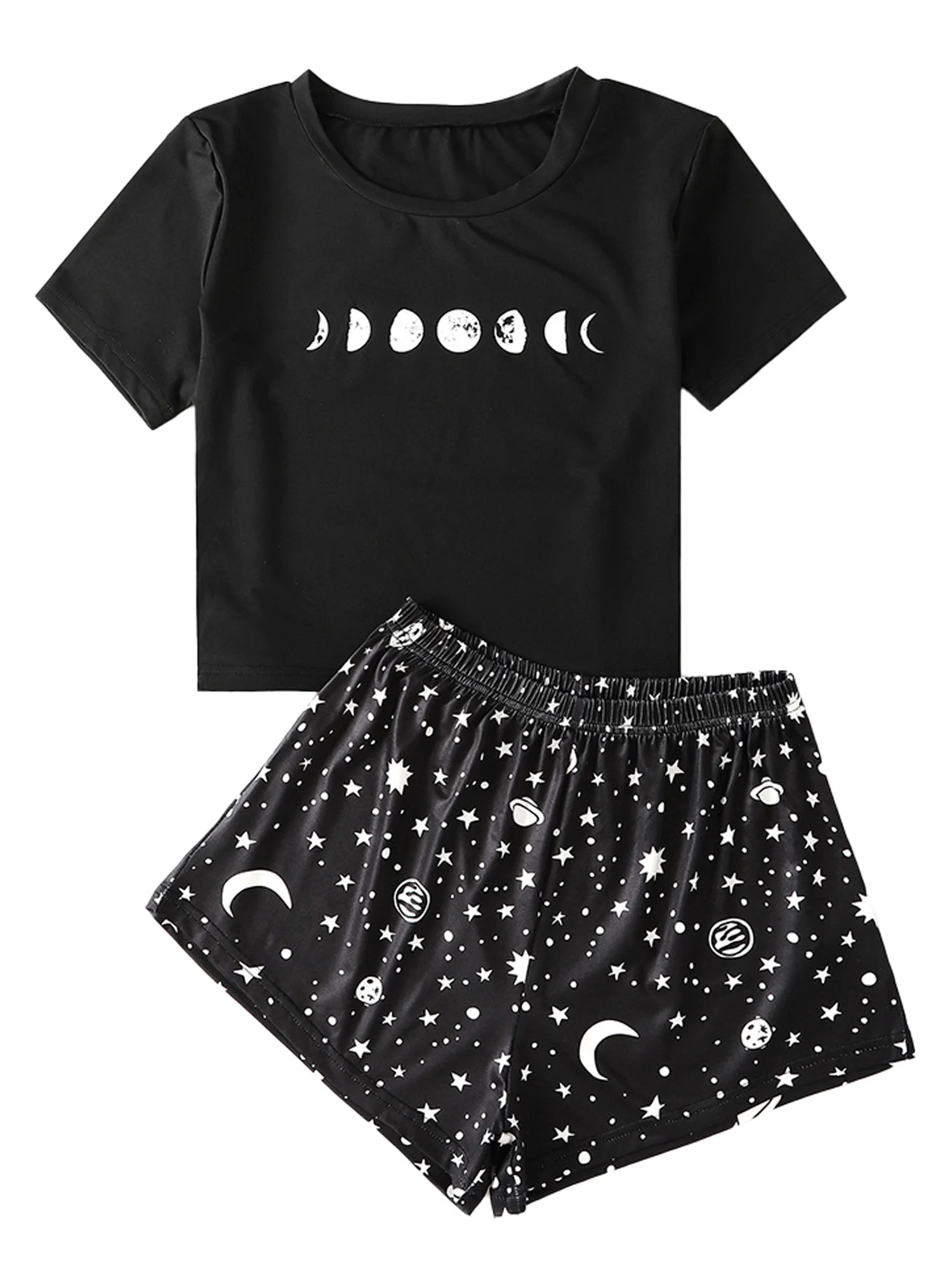 

Women Home clothes Set Fashion Casual Home clothes Short Sleeve T-Shirt Tops Suit Female Sleepwear Starry Sky mujer pijama D30