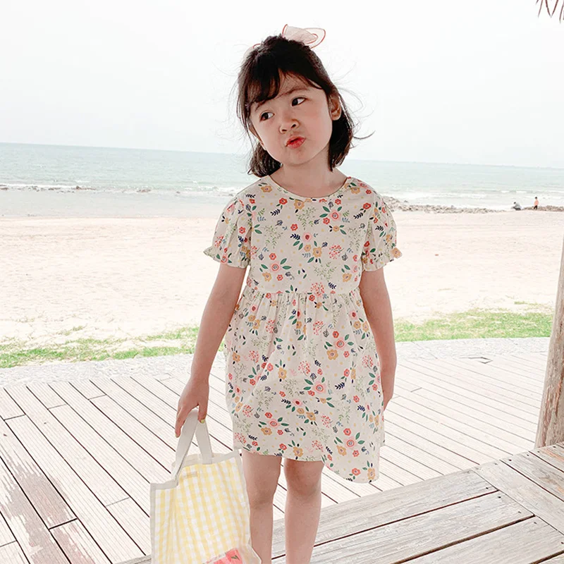 Платье для девочек Лето 2020 Детское платье с цветочным принтом принцессы