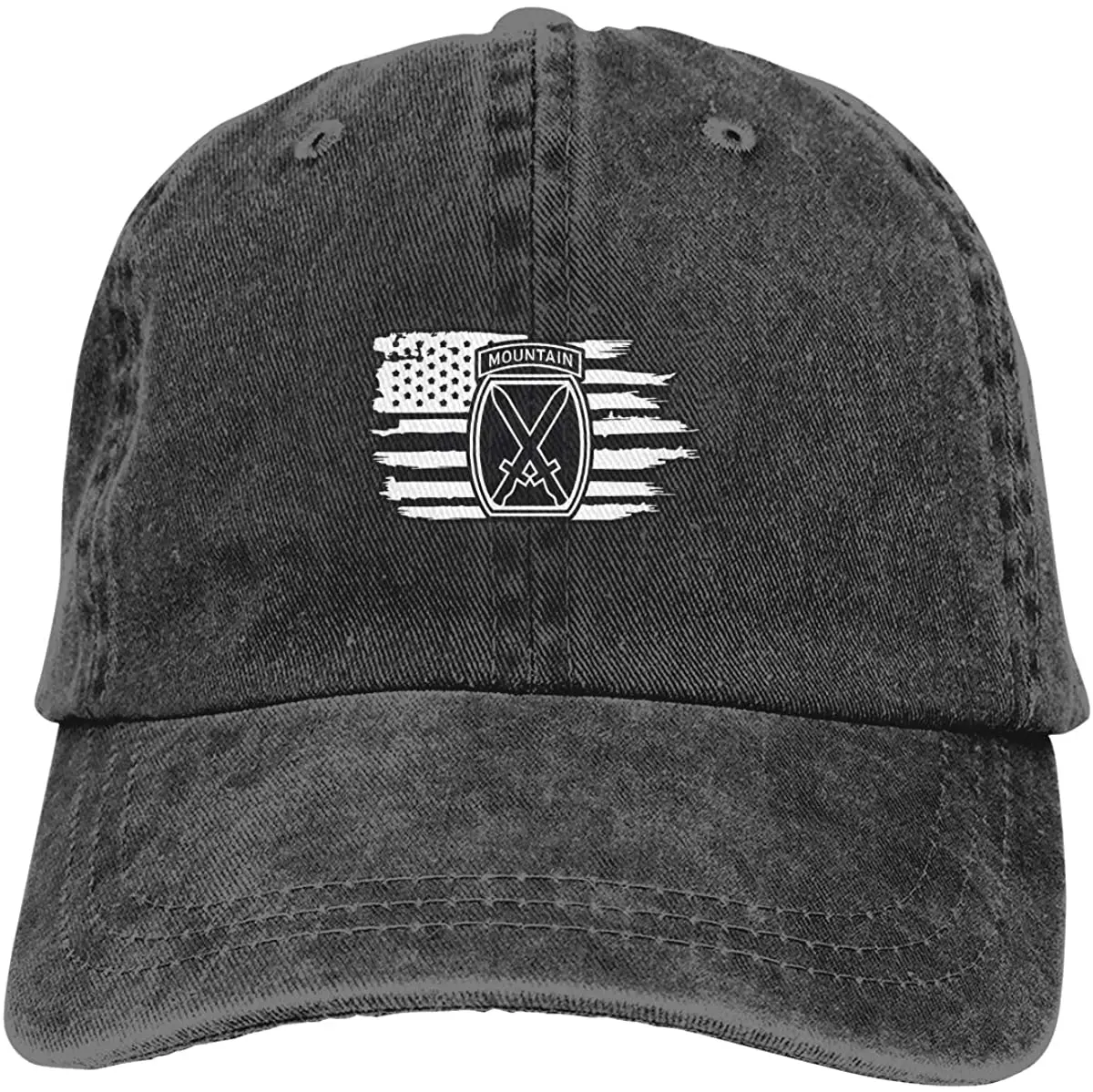 

10th Mountain Division Army American Veteran Flag Classic Adjustable Denim Cap Baseball Cap Hats for Women & Men