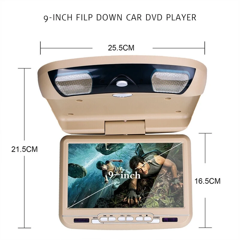 9 дюймов Автомобильный потолочный светодиодный DVD плеер с Откидывающейся Крышкой