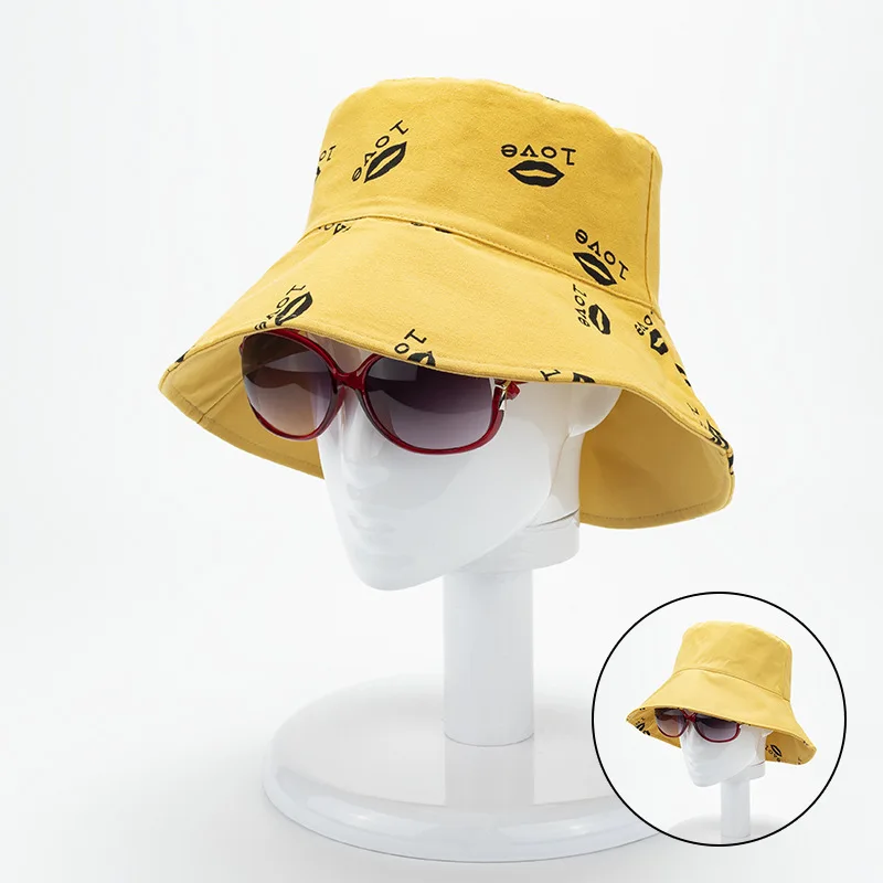 

Korean Version of The Fisherman Hat Female Double-sided Bucket Hat Sun Hat Big Eaves Spring and Summer Shade Sunscreen Hat
