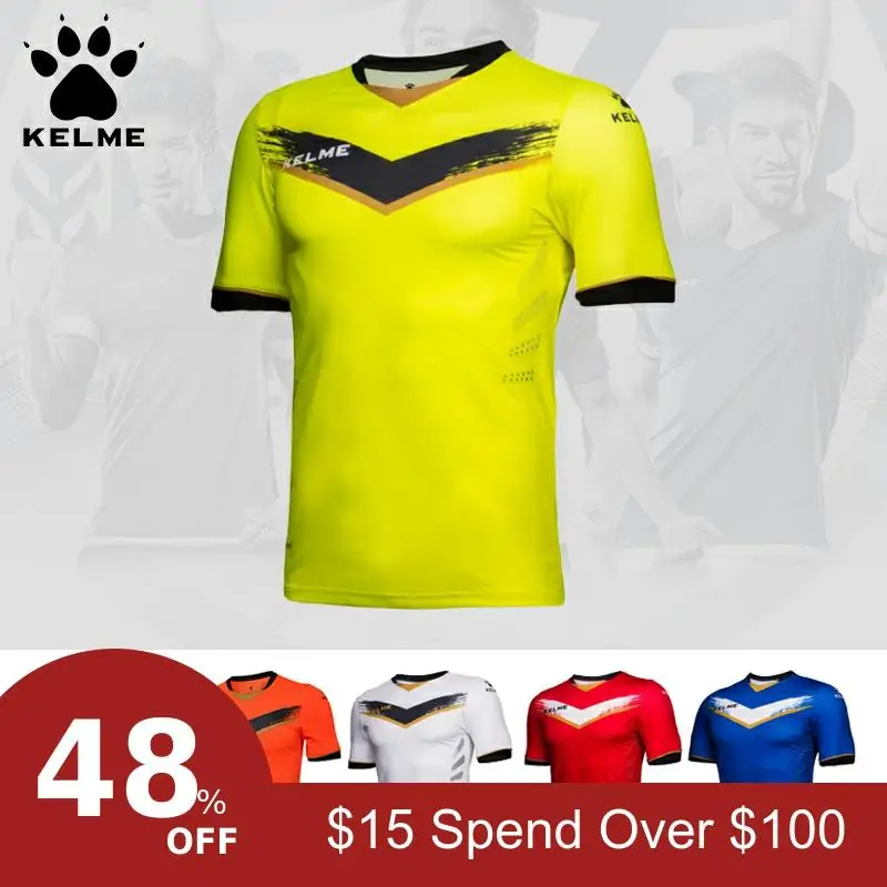 KELME, мужские футболки с коротким рукавом для футбола, для командной тренировки, быстросохнущие, дышащие, Survete, мужские футболки для футбола, Maillot De Foot K16Z2001