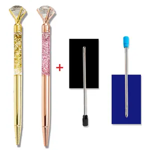 3 шт.лот 0,7 мм ручка шариковая металлическая кристальная Алмазная золотая ручка Ручка-роллер Шариковая ручка для школы канцелярия канцтовары