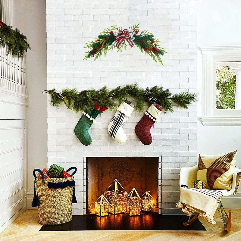 

Artificial Christmas Swag, Xmas Mail Box Swag with Pine Needles and Berry for Christmas Holiday Home Decor