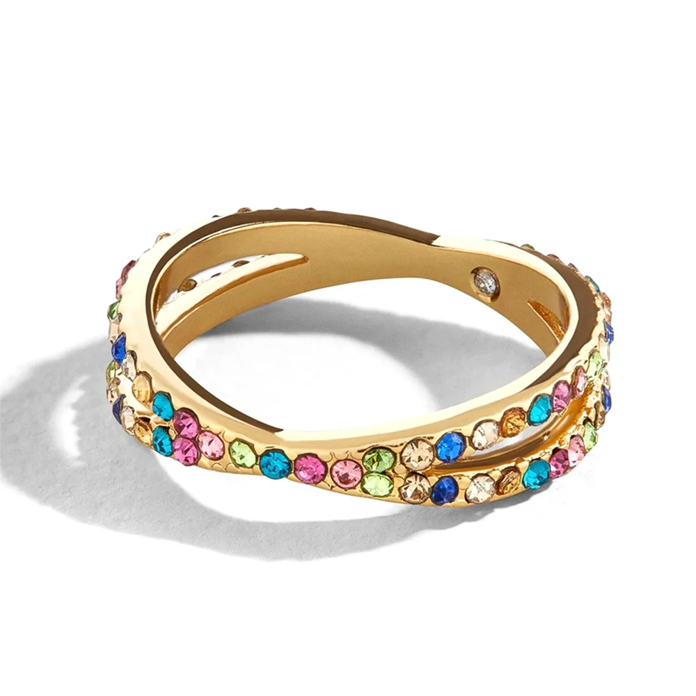

Colorful Rhinstones Cross Rings For Women Trendy Jewelry Multilayer Wedding Hot Golden Engag Ring Girls Aolly Favourite
