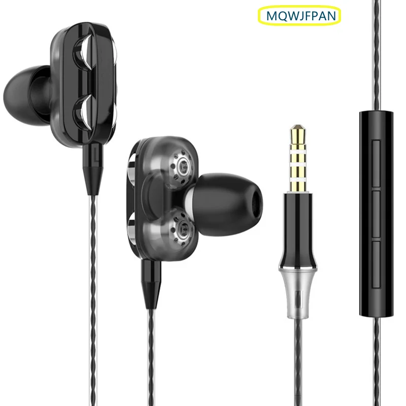 

Universal 3.5mm In-Ear Heavy Bass Stereo Wired Earphones Dual Speaker Gaming Earbuds Sports Headset With Mic For Xiaomi Samsung