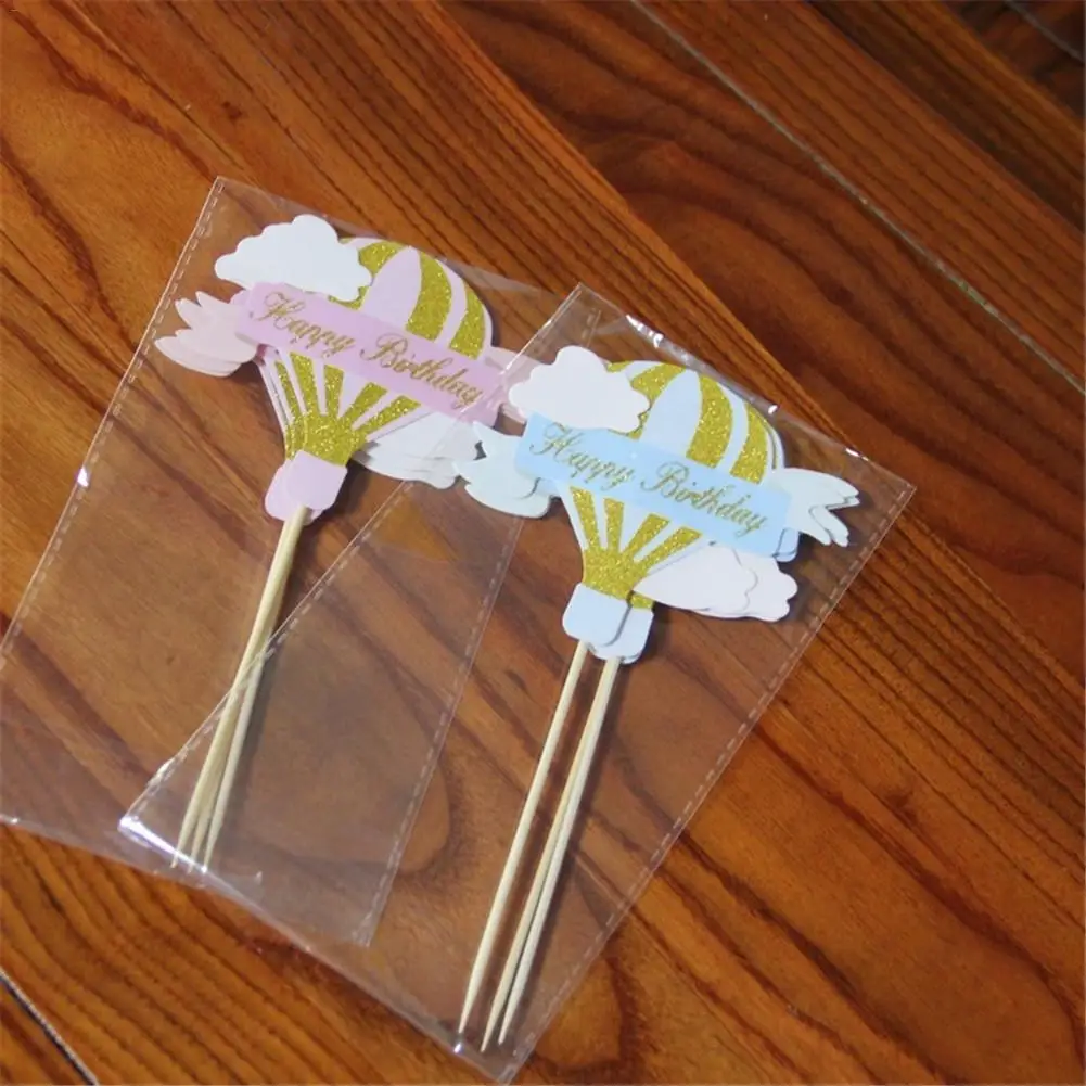 Торт украшение торт топперы-ярко-розовый горячий воздушный шар облако торта