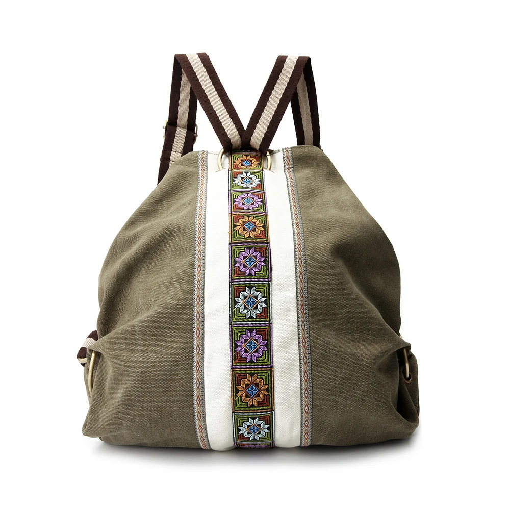 Винтажный холщовый рюкзак с вышивкой в стиле бохо кошелек экологически чистая