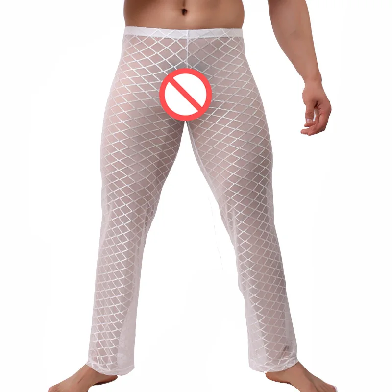 Штаны мужские прозрачные сетчатые для сна свободные штаны геев экзотическая