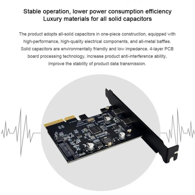 Pci-E To Dual Type-C USB3.1 Expansion Card 4 Port 5Gbps High-Speed Type C Adapter Pcie Converter Tc Usb 3.1 ASM3142 | Компьютеры и