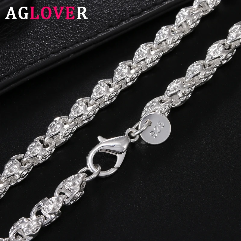 

AGLOVER New 925 Sterling Silver 20 Inch 5MM Faucet Chain Necklace For Woman Man Fashion Wedding Birthday Jewelry Gift