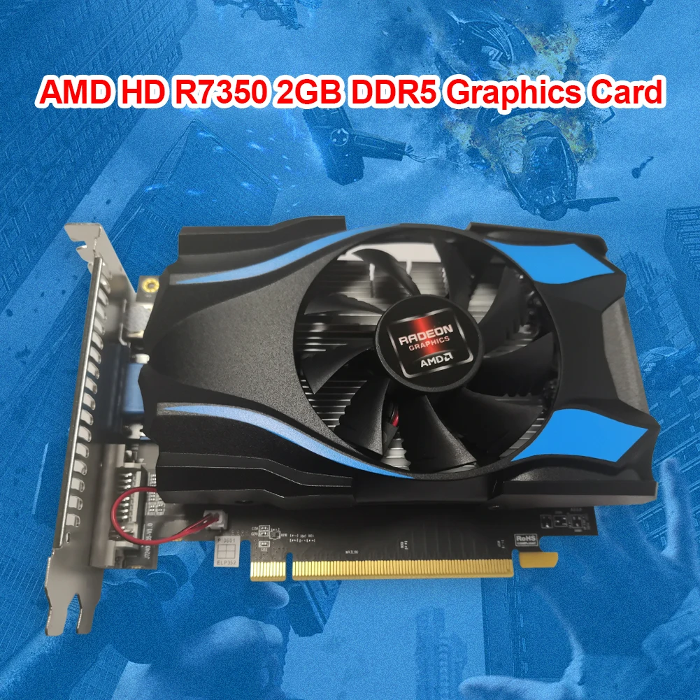 R7350 2 ГБ DDR5 128 бит Pcie 0 Графическая карта с вентилятором воздушного охлаждения