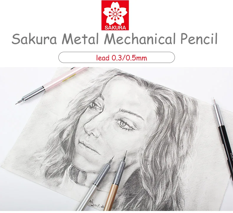 1 шт. Sakura XS-30 механический чертежный карандаш с ластиком сверху многоразового использования 0,3 мм 0,5 мм свинцовые выдвижные эскизные карандаши