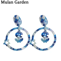 mg new hollow dollar blue round acrylic earrings for women zebra acetic acid star dangle earring fashion jewelry gift wholesale