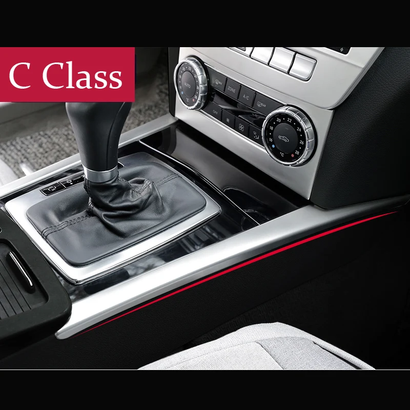 

For Mercedes Benz C class W204 Car Styling Inner Center Console Gear Shift Box Sequin Water Cup Holder Cover Trim strip Sticker