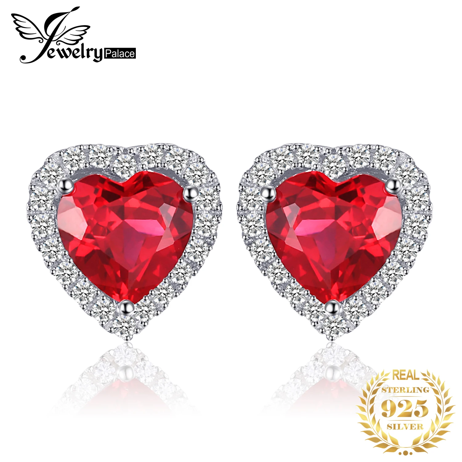 Женские серьги-гвоздики в форме сердца JewelryPalace серьги из стерлингового серебра 925