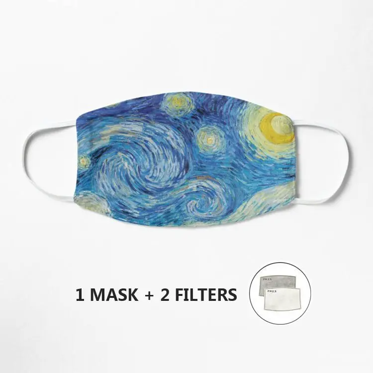 

The Starry Night by Vincent Van Gogh Mask Outdoor Riding Dustproof Streetwear Washable Reusable Breathable Mask