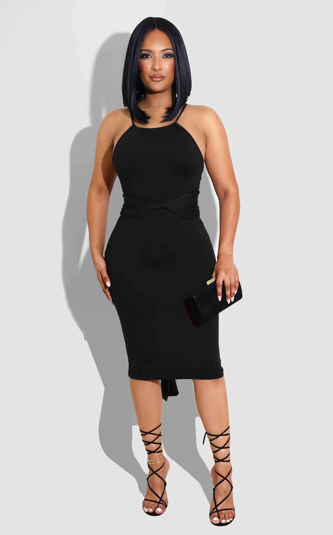

2021 Hollow Out Sexy Dress Women Black Sleeveless Y2K Backless Summer Halter Neck Bodycon Mini Dresses Beach Party Robe