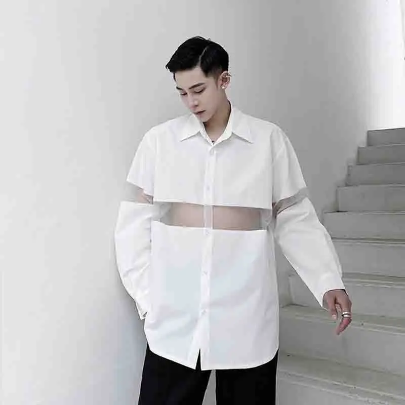 Ажурная темная рубашка Chaomen в стиле Харадзюку свободная модная индивидуальная