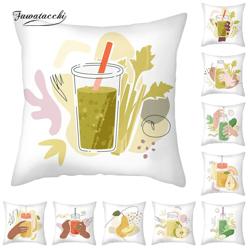 

Fuwatacchi Tropical Fruits Polyester Cushion Cover Watermelon Pineapple Yellow Decorative Couch Throw Pillow Case For Room Sofa