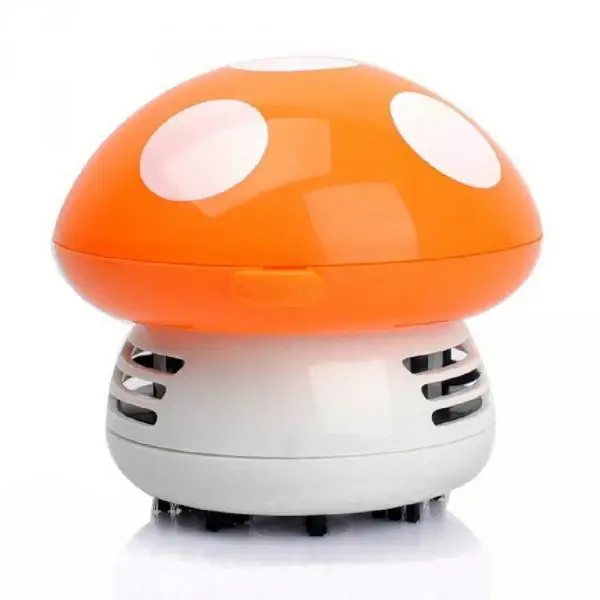 

Cute Mini Mushroom Corner Desk Table Dust Vacuum Cleaner Sweeper Orange