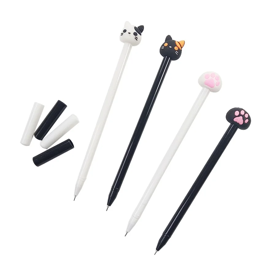 48 шт./лот гелевая ручка с рисунком черного и белого кота ручки для письма кавайные