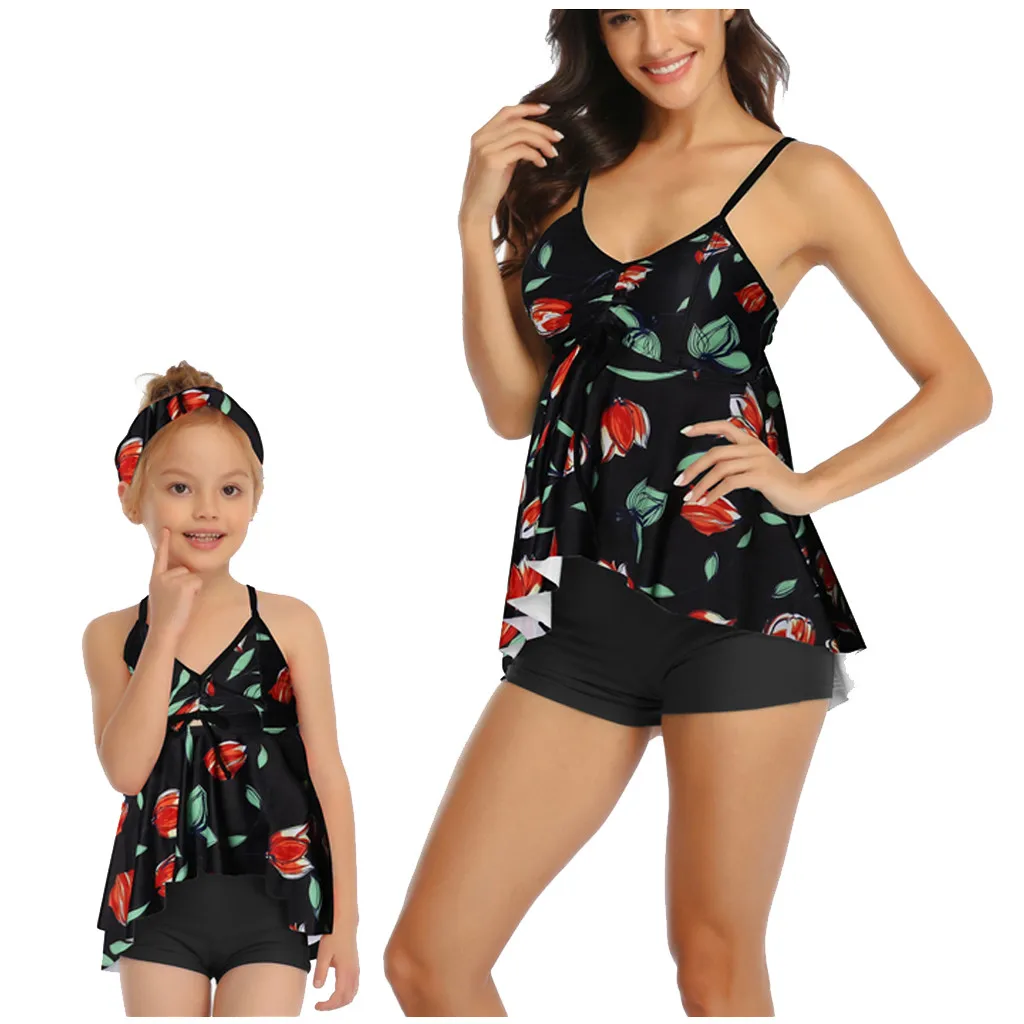 Женский купальник с принтом большие размеры купальные костюмы для мамы и дочки