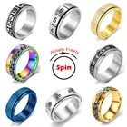 Вращающееся кольцо для беспокойства для мужчин, кольца-цепочки из нержавеющей стали, повседневные мужские кольца, стильный Спиннер в стиле панк, вращающиеся кольца-Спиннер
