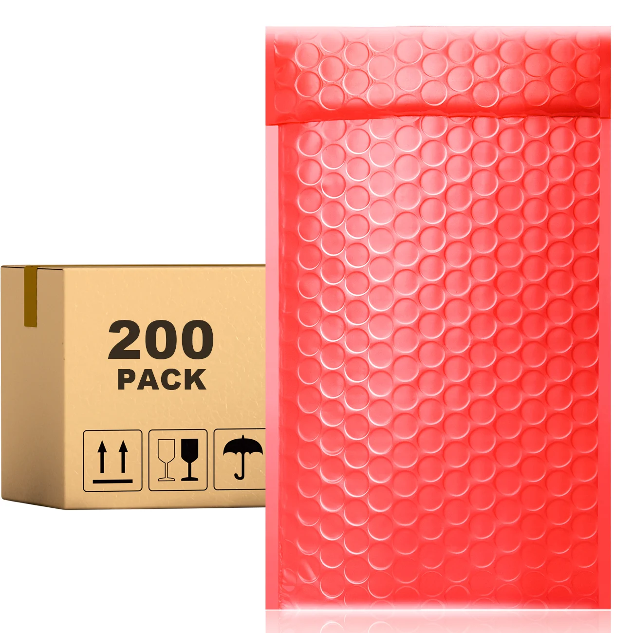 

Конверты PACKAPRO с полиэтиленовыми пузырьками, 7x10, красные мягкие конверты, 200 шт. для упаковки, отправки, доставки