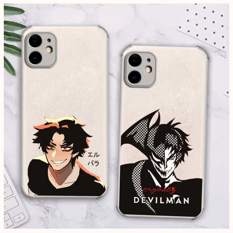 

DEVILMAN Crybaby anime Phone Case Lambskin Leather For iphone 12 11 8 7 6 XR X XS PLUS MINI PLUS PRO MAX Shockproof