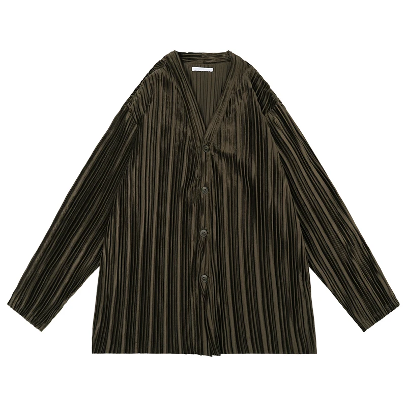 

SHENGPALAE Folds Design Blouse Women's Summer 2021 New V-neck Large Size Single Breasted Long Sleeve Shirt Female Fashion 5E101
