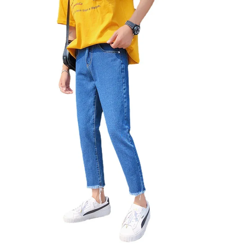 

Straight jeans women's loose spring and autumn Korean version show thin students versatile wide leg first love pants