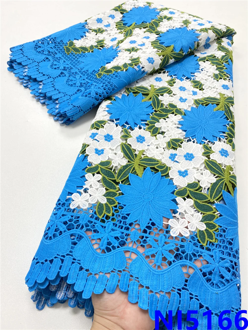 

NI.AI Новое поступление африканская кружевная ткань 2021 Высокое качество Французский Гипюр Вышивка нигерийские сетчатые шнурки ткани 5 ярдов ...