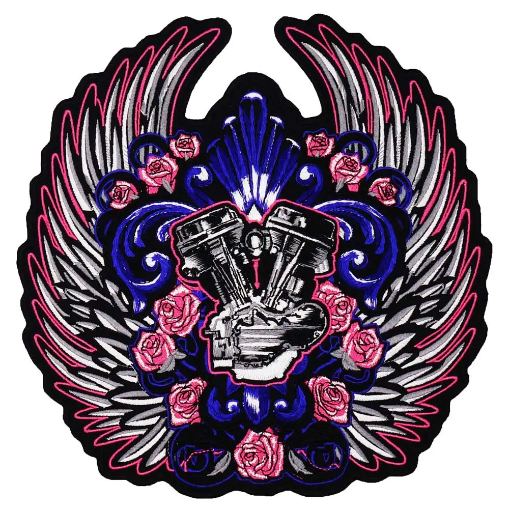 

LARGE WINGS LADY Embroidered Sewing Label punk biker Patches Clothes Stickers Apparel Accessories Badge